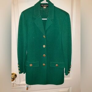 ST. JOHN By Marie Gray 2-piece suit, Sz. 4, Emerald Green w/ Gold Buttons—EUC!!